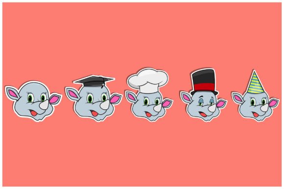 Download Head Rhinoceros Animal Sticker Set - Animal sticker Collection