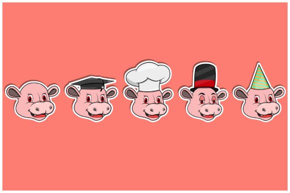 Download Head Hippopotamus Animal Sticker Set - Animal sticker Collection