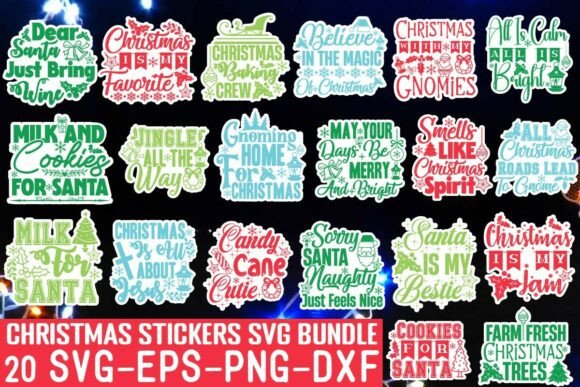 Download Christmas Stickers SVG Bundle - Svg bundle Collection