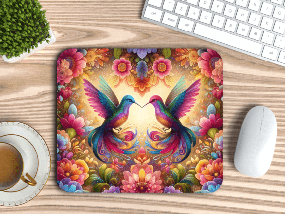 Download Symmetry Hummingbird Floral Art Mousepad - Symmetry Collection