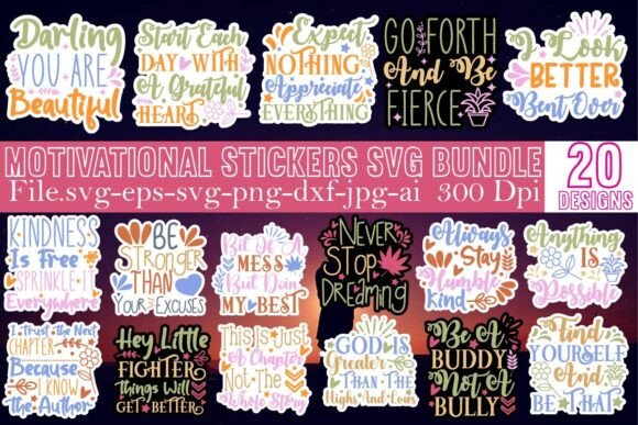 Download Motivational Stickers SVG Bundle - Svg bundle Collection