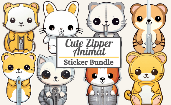 Download Cute Zipper Animal Sticker Bundle - Animal sticker Collection