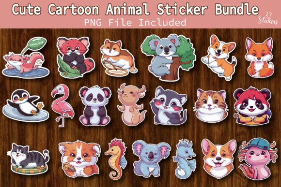 Download Cute Cartoon Animal Sticker Bundle - Animal sticker Collection