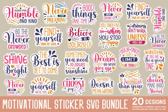 Download Motivational Sticker Svg Bundle - Svg bundle Collection