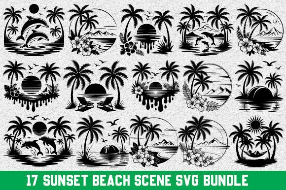 Download Sunset Beach Svg Bundle, Beach Scene Svg - Svg bundle Collection