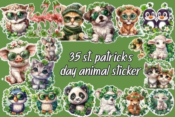 Download St Patrick’s Day Animal Sticker Bundle - Animal sticker Collection