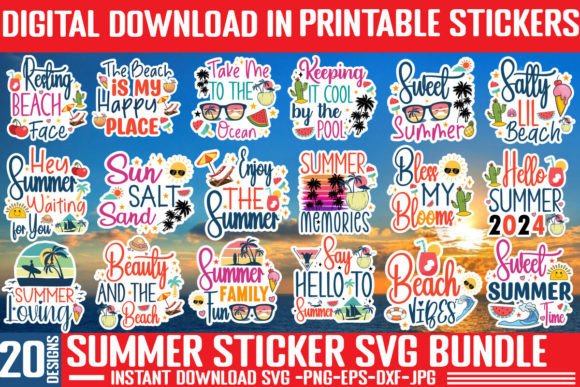 Download Summer Sticker SVG Bundle, Printable SVG - Svg bundle Collection